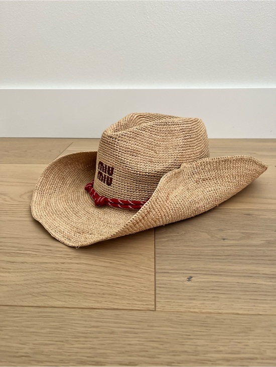 Miu Miu Natural Straw Hat with Red Rope Trim main image 4
